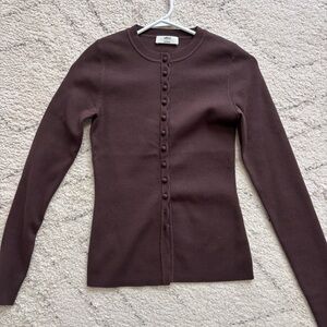 Aritzia Wilfred Shelley Cardigan in chocolate Brown